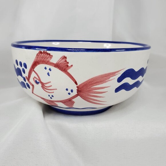 VTG Solimene Vietri Italian Ceramic Fish Bowl Hand painted Nautical Decor RARE - Picture 2 of 9